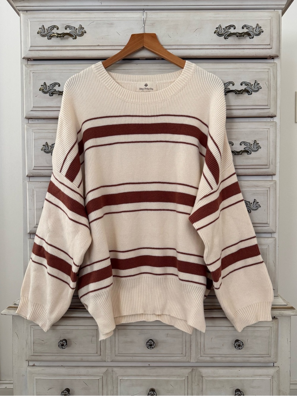 Vici Cream Oversized Stripe Sweater